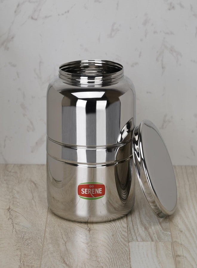 Serene Stainless Steel Multipurpose Storage Kitchen Canister | Canisters Set For Kitchen | Steel Jars For Kitchen Storage | Barni | Airtight Dabba Storage | One-Turn Lock System | 2600 ML | 2 PC - Image 4